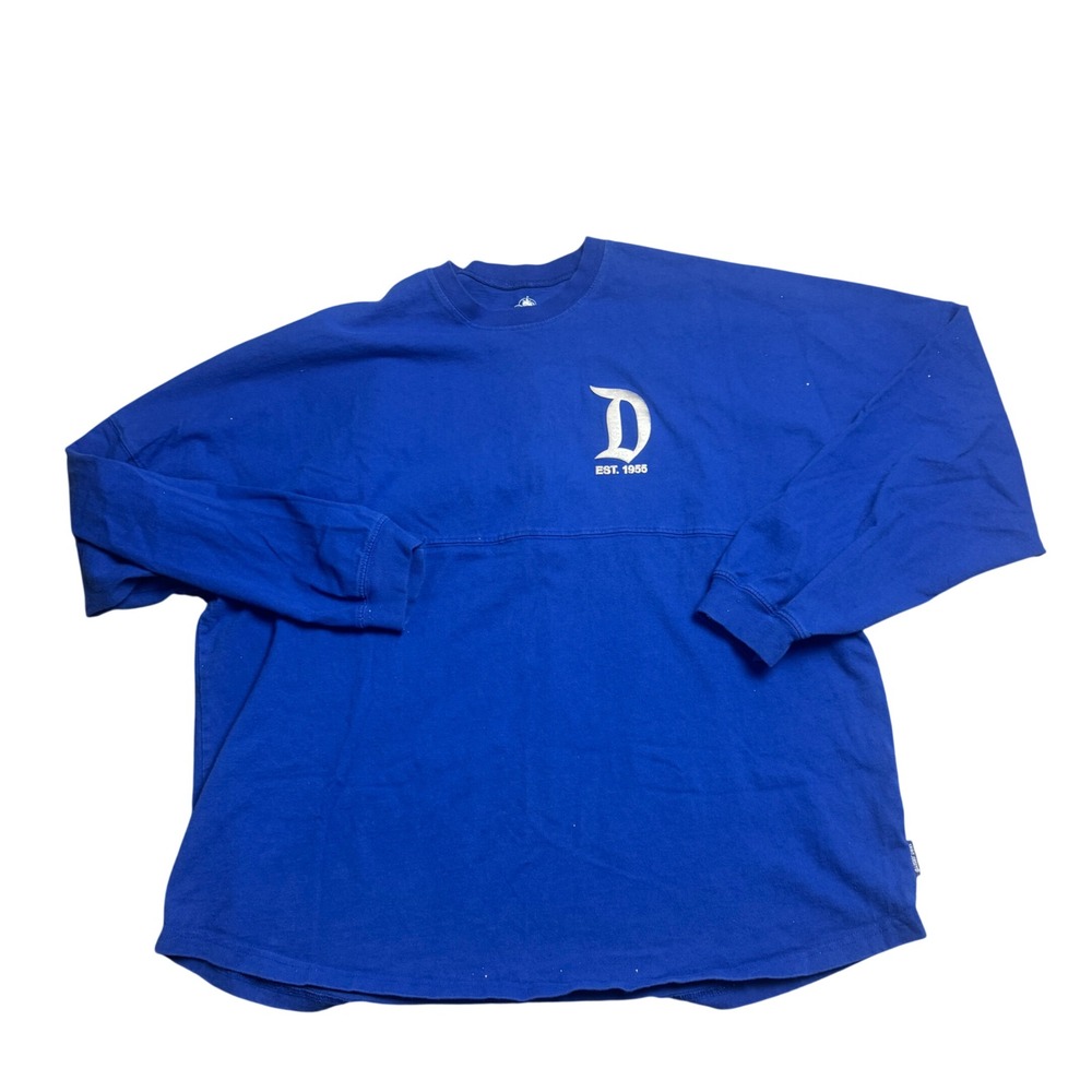 Disneyland Resort Spirit Jersey Royal Blue Silver Glitter XXL Long Sleeve Shirt